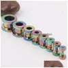 Plugs Tunnels 100Pcs/Lot Mix 8 Size Stainless Steel Rainbow Screw Flesh Tunnel Ear Plug Earring Gauges Pierce Body Jewelry Dhgarden Dhrn5