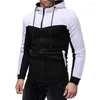 Heren Hoodies Zipper Hooded Heren Casual Sports Sweatshirt Fashion Contrast Stitching Design