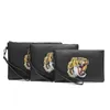 Plånböcker Live Broadcast broderad Tiger Head-version av Business Men's Mobile Telefon Bag PU stor kapacitet handväska