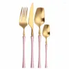 Dinnerware Sets Black Gold Tableware Stainless Steel Spoon 4 Pcs Complete Set Knife Fork Flatware Matte Spoons Cutlery