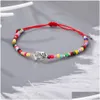 Voiture Dvr Perlé À La Main Tressé Mauvais Oeil Bleu Brins Bracelet Chaîne Éléphant Arbre De Vie Charme Arc-En-Perles De Rocaille Bracelets Pour Wome Dhrcj