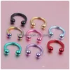 Nose Rings Studs 16G Titanium Anodized Balls Circars Horseshoes Cbr Ring Eyebrow Body Piercing Jewelry Drop Delivery Dhgarden Dhrql