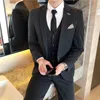 Men's Suits High-end Men's Pure Color Blazer Suit For Autumn And Winter Three Piece Small Slim Youth Fashion Dress