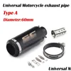 Pipe Car Dvr Exhaust Pipe 51Mm 60Mm Motorcycle Muffler Carbon Fiber Escape Db Killer Dirt Bike Scooter For Sc Project Bws Pcx1 Drop Del