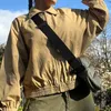 Kvinnors jackor 2023 khaki laststil bombplan rockar kvinnor bat hylsa zip upp fickor stitch vintage casual gata outwear höst