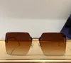 Rimless Square Sunglasses for Women Gold Metal Grey Gradient Shades Designers Sunglasses UV400 Eyewear with Box