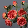 Dekorative Blumen, künstliche Rose mit verbranntem Rand, 3 Retro-Farbrosen, Nachahmung, getrocknet, ewig