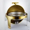 Set di stoviglie 6LAttrezzature per catering per feste Set da buffet Piatto salvadanaio Rotondo Roll Top Chafer Luxury Gold Scalda combustibile Scaldavivande Indubai