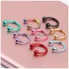 Nose Rings Studs 16G Titanium Anodized Balls Circars Horseshoes Cbr Ring Eyebrow Body Piercing Jewelry Drop Delivery Dhgarden Dhrql