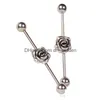 Plugs Tunnels 38Mm Long Rose Industrial Barbell Earring Body Jewelry Ear Piercing Drop Delivery Dhgarden Dhqtu