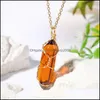 Pendentif Colliers Mode Colorf Verre Hexagonal Prisme Or Fil Wrap Collier Pour Femmes Bijoux Carshop2006 Drop Livraison Pendentifs Dhn4M