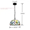 Hängslampor American Country Tiffanylamps Restaurant Colored Glaze Dragonfly Chandelier Tianyuan Yi Stylish Lighting Vintage Light