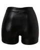 Kvinnors shorts Kvinnor 2023 Spring Fashion Pu Leather Sexig hög midja slätt över knä Skinny Daily Woman kläder
