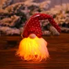 Décorations de Noël LED Light Striped Cap Faceless Doll Little Figurine Elf Ornement Décoration Nordic Shine Gnome Vieil Homme Poupées XmasChris