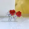 Kedjor 2023 925 Silver Red Corundum Pigeon Blood Ruby Necklace Sweet Heart Charm Girl Girl