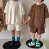 Kleidung Sets Koreanischen Stil Baby Kleidung Säuglings Top und Bottom Set Mädchen Zwei Stück Outfits Jungen Sommer 2023 Kinder Baumwolle trainingsanzug