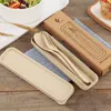 Diny Sets Fashion Home Wheat Straw cadeau bestek Set voor kinderen draagbare lepel vork tikte chopsticks driedelige LX7356