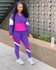 Dwuczęściowe spodnie damskie 2023 Modna Patchwork Wydrukowane najlepsze legginsy Purple Pink Orange Neon Green Khaki dressuit dla kobiet