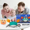 Batteridriven Baby Crawling Walking Crab Musical Toys Toddler Electronic Light Up Crawl Toy Automatic Undvik hinder för Babies Boys Girls With Charger