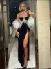 Casual Dresses Sexig Spaghetti Tassel Diamond Tight Maxi Club Luxury BodyCon Backless High Slit Celebrity Evening Party 230217