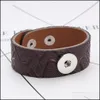 Charm Bracelets Styles Snaps Jewelry Wood Color 18Mm Snap Button Bracelet Pu Leather Band Ginger Drop Delivery Dho3C