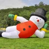 Customized Christmas Decoration inflatable snowman balloon air winter character lying with red hat for USA