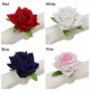 Emulation Rose Flower Napkin Ring Wedding Valentine's Day Napkins Buckle Linen Rope Braid Towel Rings Banquet Table Decor Flower Anillo De Servilleta De Flor Rosa