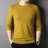 Men's Sweaters Spring Autumn Wool Men's Luxury Round Collar Long Sleeve Knitted Male Simple Pullover Man 3XL