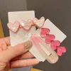 Nya koreanska mini Pink Heart Ribbon Acrylic Hair Claw Clips Crab Women Girls Fashion Folorful Barrettes Hairpins Hair Accessories Gift 1647