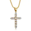 Pendant Necklaces Cross Necklace For Men Gold Color Stainless Steel Jesus Women's Iced Out CZ Bling Jewelry DropshipPendant Morr22