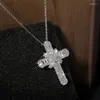 Chains Hip Hop Cross Necklace For Women With Dazzling CZ Stone Luxury Silver Color Cool Neck Accessories Party Trendy Jewelry Accessori