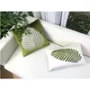 Oreiller en velours de Style américain, modèle de chambre à coucher, feuille de plante, canapé, chaise de bureau, taille arrière, accessoires de salon