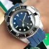 Com caixa de luxo de luxo Duneador de mar Blue Relógios Menina de Safira de Cerâmica Men 44mm Assista a Moda Moda Moda