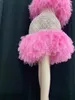 Bühnenkleidung, niedliche Party-Mesh-Tutu-Kleider für Frauen, Sommer-Ballkleid, Tüllkleid, Nachtclub-Outfits, durchsichtig, trägerlose Clubwear