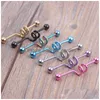 Plugs Tunnels Industrial Scaffold Barbell Earring Double Belly Button Ring Eloxiert 14G 38Mm Long 7 Color Mix Body Jewelry Dhgarden Dhuxo