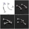 Gioielli Sopracciglio Orecchino Trago Filettatura Interna Zircone Cubico Acciaio Inossidabile Curvo Barbell Piercing Anello Corpo Goccia Consegna Dhgarden Dh1Ul