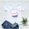 Auto Dvr T-Shirts T-Shirts Ly Mädchen Nette Gabbys Puppenhaus Cartoon Print Kleidung Kinder T-shirt Mode Lässig Baby T-shirts Weiß Rosa Shi Dhvef