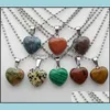 Collane a ciondolo catena inossidabile inossidabile pietra naturale Love Heart Pink Quartz Crystal Crystals Agates Turquoises Malachite Necklace Delivery Delivery JE Dh7uw