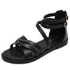 Sandalen 36-42 grote dames zomer dunne riem vrije tijd plat bodem eenvoudig strand resort roman