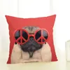 Pillow Cute Pug Dog Printing Cover Creative Cotton Linen Case Decorative Pillowcase Home Accessories