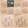 Labret Lip Piercing Jewelry Stud 20pcs/лот 6/8/10/12 мм прозрачный шамбалла Ball Cz Gem Disco Body Cring Ring Bar Drop Drow Dhgarden DH5XQ