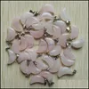 Charms Natural Pink Rose Quartz Crystal Crescent Moon Shape Pendants For Diy Jewelry Making Wholesale Drop Delivery Findings Componen Dhznn