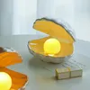 Veilleuses coquille en céramique avec perle lumière fée LED lampe de chevet décoration Table bureau pour enfants chambre décor à la maison