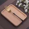 Dinnerware Sets Black Gold Tableware Stainless Steel Spoon 4 Pcs Complete Set Knife Fork Flatware Matte Spoons Cutlery