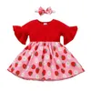 Автомобиль DVR Girl Dress Girls одежда для детей летние наряды для маленькой девочки припечаток фруктов круглое платье для шеи.