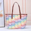 mode dames omkeerbare stad bakken tassen canvas designer tote handtassen wilg 24 28 regenboog bloem brief afdrukken weide schoudertas