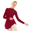 Stage Wear Women Ballet Dance Jurk lange mouwen Bloemen Lace Chiffon Gymnastics Training Tuchard voor lyrische danswear Performance