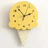 Orologi da parete Orologio moderno in legno a forma di gelato di cartone animato Arredamento per la camera dei bambini Interni casa Orologio per bambini silenziosoDa parete