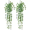 Decorative Flowers 2023 2pcs Hanging Vines Artificial Green Plant Fake Flower Pography Props For Garden Wedding Decoration