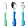 Dinnerware Sets 18/10 Lovely Kids Cutlery Set Plastic Cute Handle Design Mixed Color